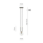 Hanglamp Glam gepoedercoat staal en glas, retro, zwart met transparante glazen kap Ø 14 cm, E14