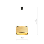 Hanglamp rotan met zwart stalen frame, boho Aston, naturel, Ø 35 cm, hoogte verstelbaar voor woonkamer