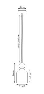 Hanglamp gepoedercoat staal en hout Scandinavisch Mesi wit, Ø 11 cm, voor keuken, gang en slaapkamer
