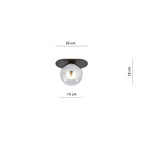 Plafondlamp gepoedercoat staal en glas Plaza modern, zwart met grafiet glazen kap Ø 14 cm, E14