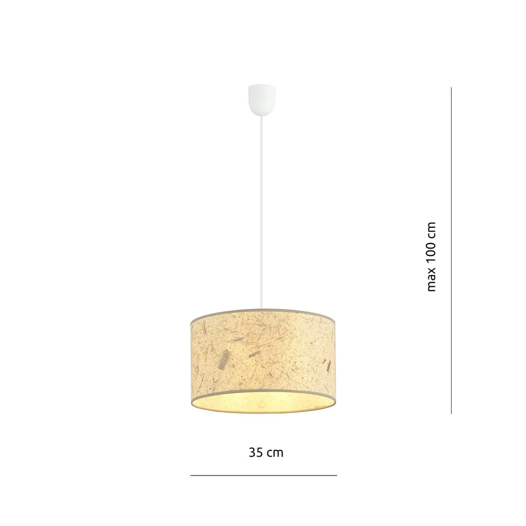 Hanglamp gepoedercoat staal en stof boho Aston bruin Ø 35 cm, 1 fitting E27 voor woonkamer en eetkamer