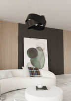 Hanglamp gepoedercoat staal Vieno minimalistisch zwart 50 x 100 cm, 2 fittingen E27, eettafel en woonkamer