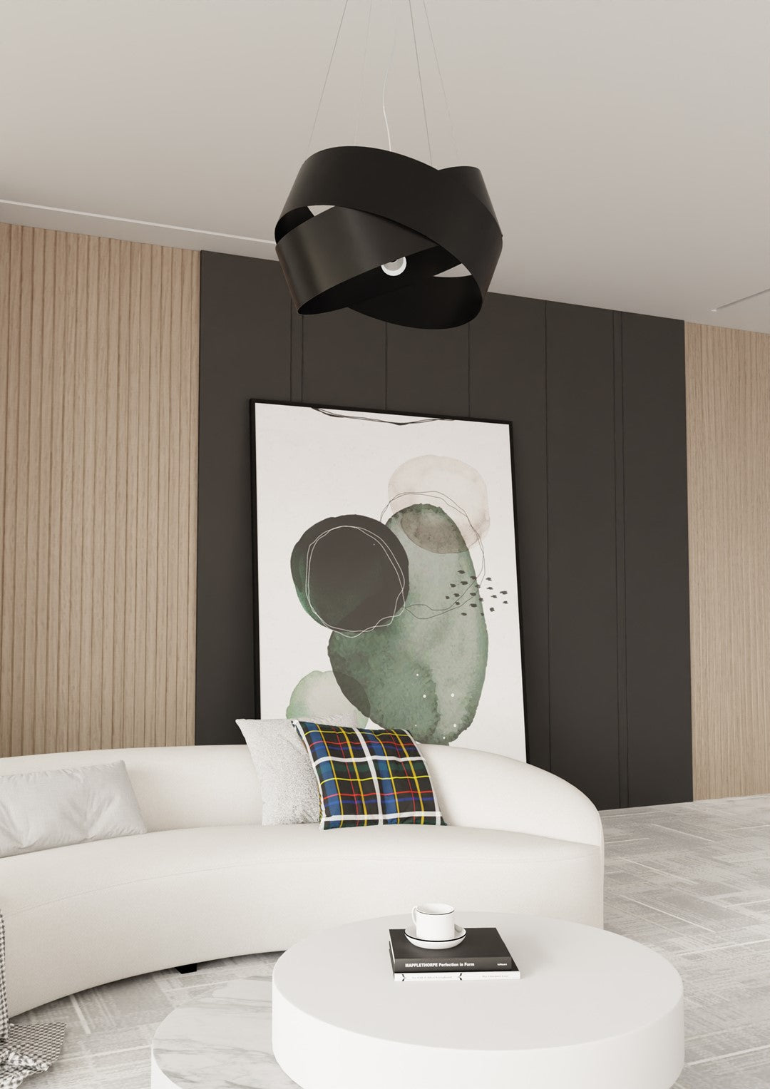 Hanglamp gepoedercoat staal Vieno minimalistisch zwart 50 x 100 cm, 2 fittingen E27, eettafel en woonkamer