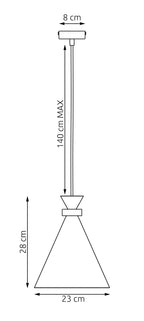 Hanglamp gepoedercoat staal met hout, Scandinavisch, zwart, Ø 23 cm, verstelbare hoogte, boven eettafel of kookeiland