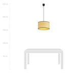 Hanglamp rotan met zwart stalen frame, boho Aston, naturel, Ø 35 cm, hoogte verstelbaar voor woonkamer