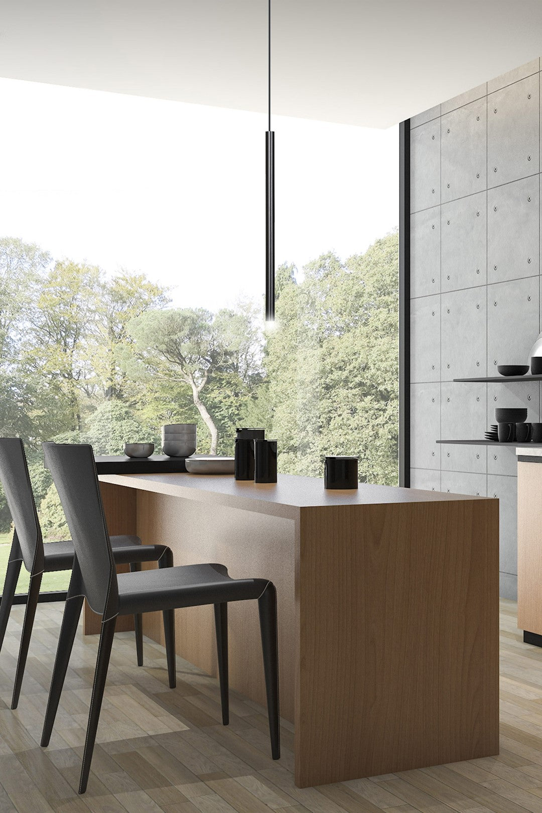 Hanglamp gepoedercoat staal Selter zwart, minimalistisch, hoogte verstelbaar, 1 lichtpunt G9 – eettafel of zithoek