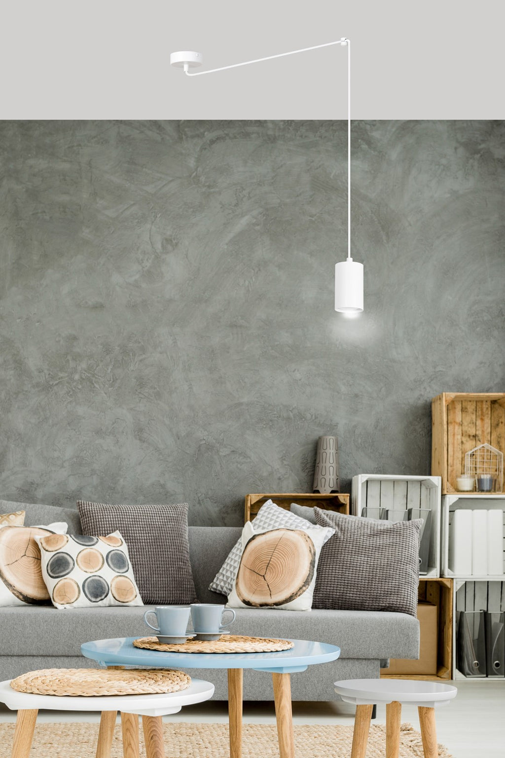 Hanglamp Traker gepoedercoat staal modern wit, 1 lichtpunt met GU10-fitting, verstelbare hoogte