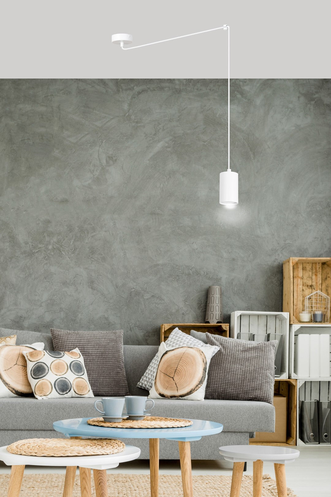 Hanglamp Traker gepoedercoat staal modern wit, 1 lichtpunt met GU10-fitting, verstelbare hoogte