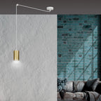 Hanglamp gepoedercoat staal Traker modern wit met goud, 1 fitting, hoogte verstelbaar