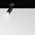 Plafondspot staal modern Hiro, zwart met zilver, 1 lichtpunt, kantelbare lichtbundel voor hal, keuken of slaapkamer