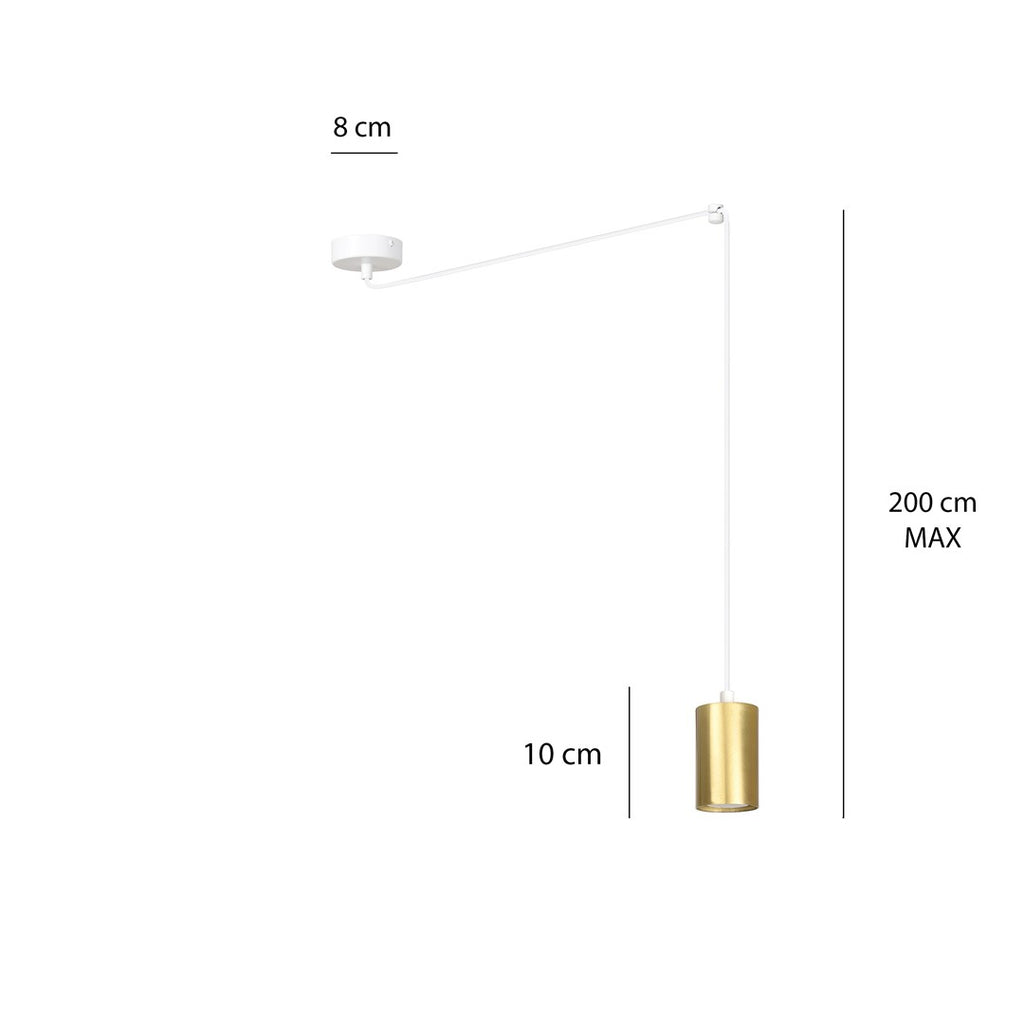 Hanglamp gepoedercoat staal Traker modern wit met goud, 1 fitting, hoogte verstelbaar