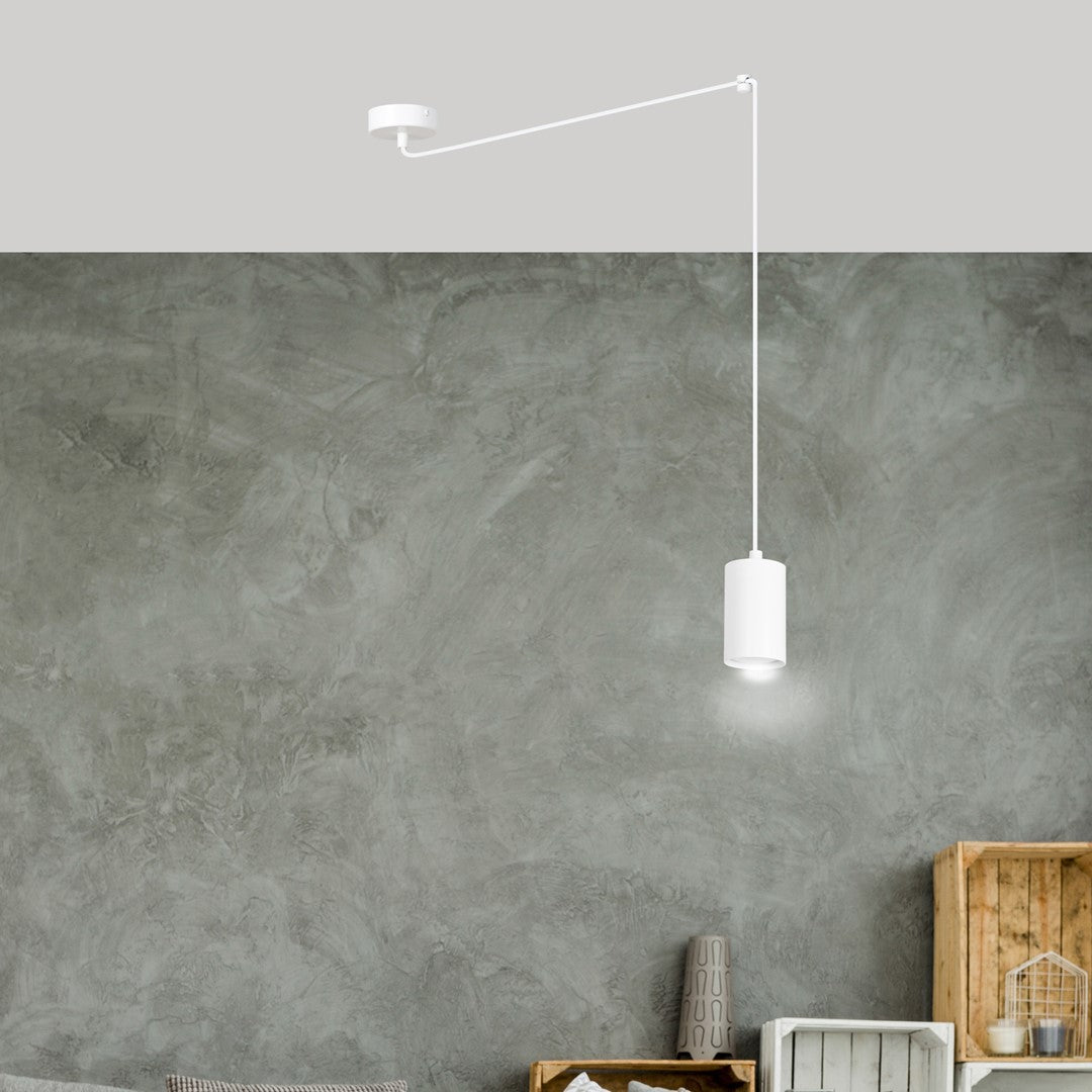 Hanglamp Traker gepoedercoat staal modern wit, 1 lichtpunt met GU10-fitting, verstelbare hoogte