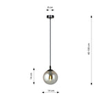 Hanglamp gepoedercoat staal glas modern Cosmo zwart met grafiet kap Ø 14 cm, 1 lichtpunt E14