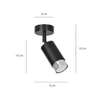 Plafondspot staal modern Hiro, zwart met zilver, 1 lichtpunt, kantelbare lichtbundel voor hal, keuken of slaapkamer