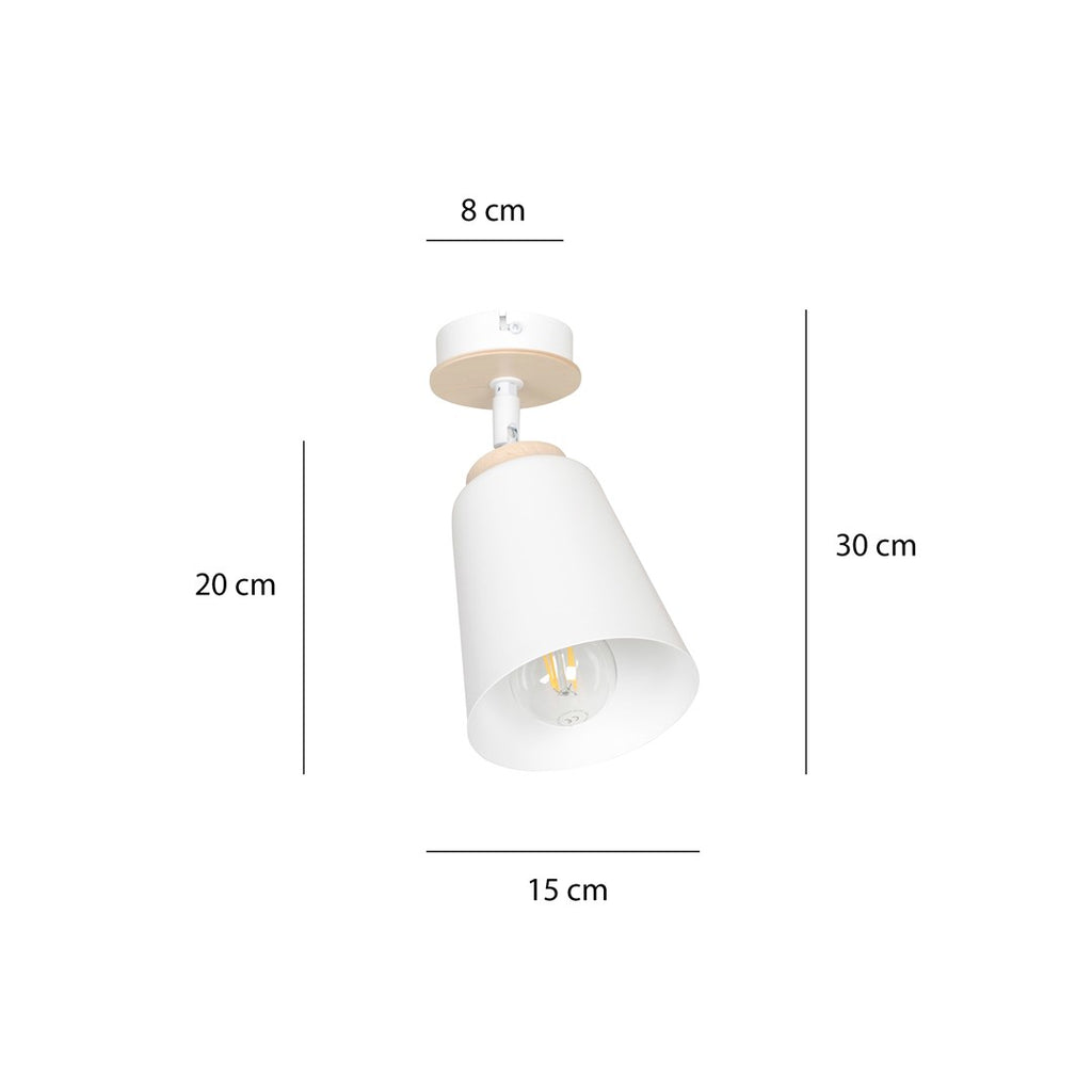 Plafondlamp Atlas gepoedercoat staal en multiplex, Scandinavisch, wit, 1 fitting E27, voor woonkamer en slaapkamer