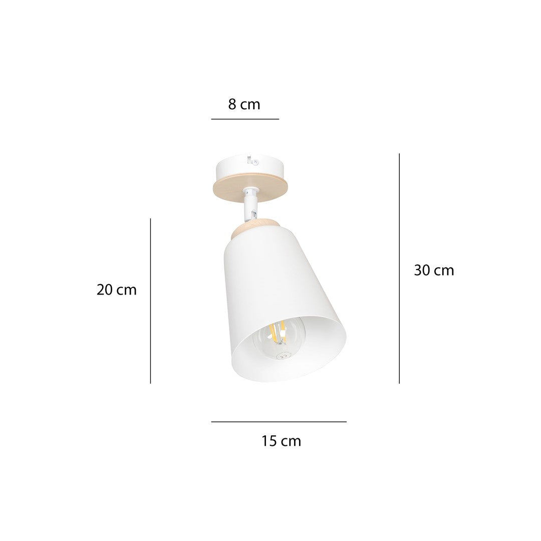 Plafondlamp Atlas gepoedercoat staal en multiplex, Scandinavisch, wit, 1 fitting E27, voor woonkamer en slaapkamer