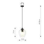 Hanglamp gepoedercoat staal en glas Istar, zwart met transparante kap Ø 14 cm, E27