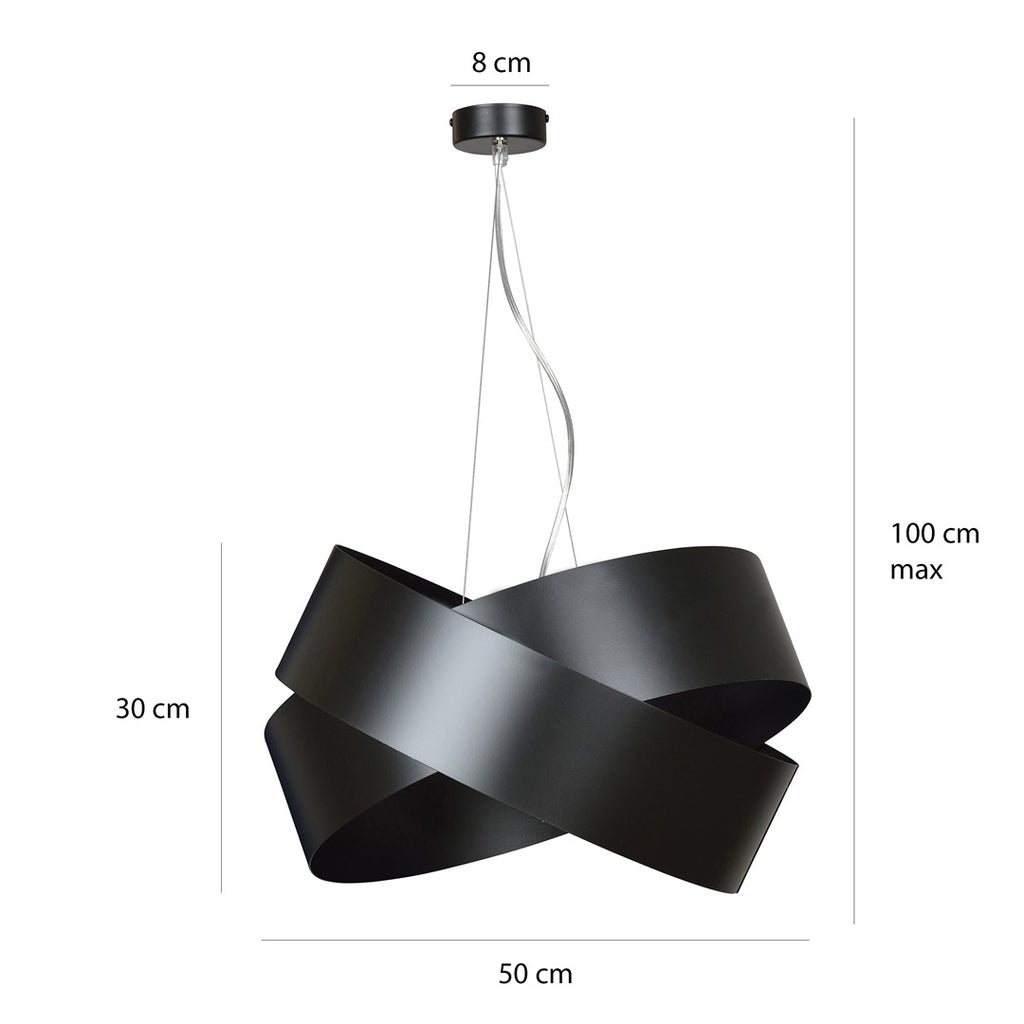 Hanglamp gepoedercoat staal Vieno minimalistisch zwart 50 x 100 cm, 2 fittingen E27, eettafel en woonkamer