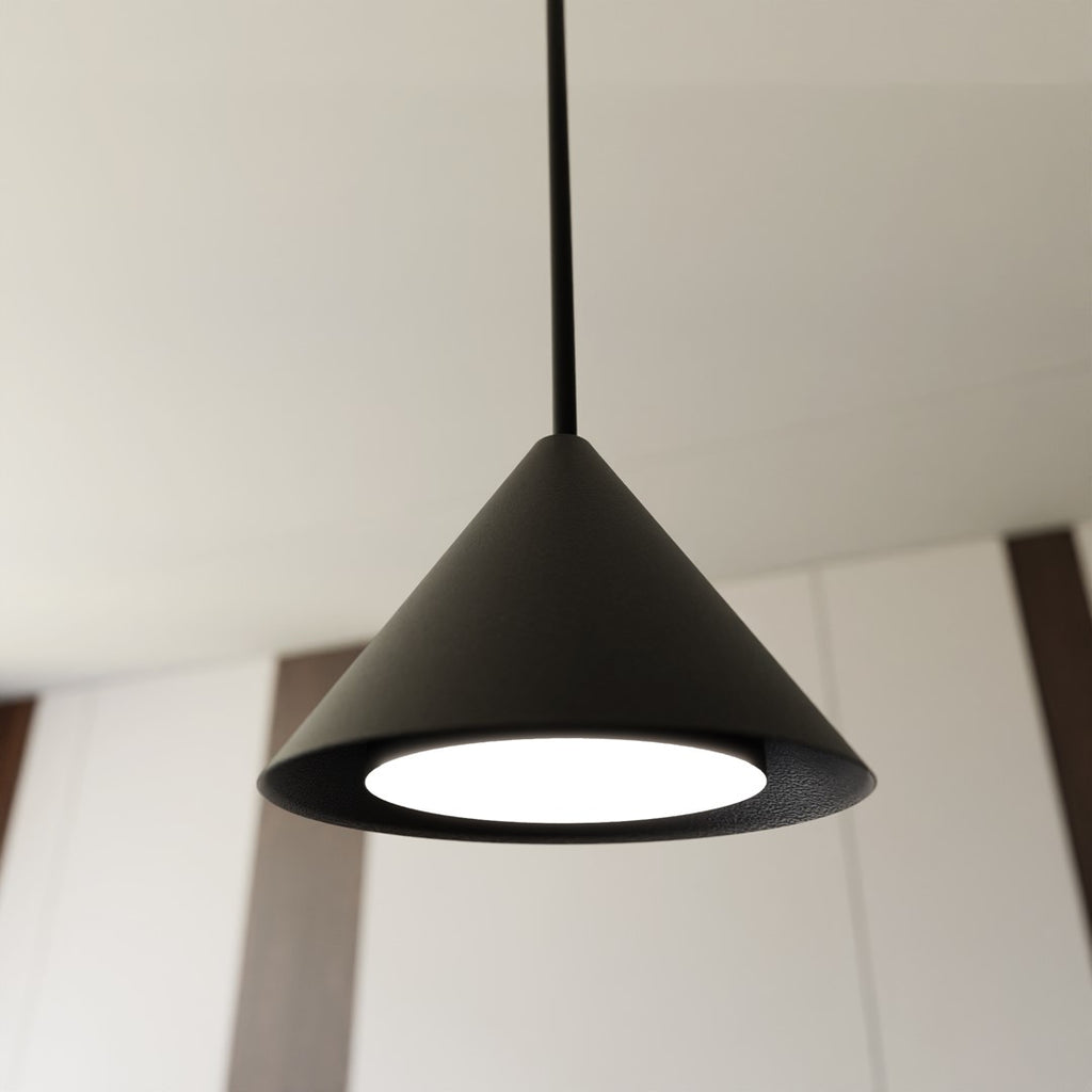 Hanglamp gepoedercoat staal Elit minimalistisch zwart, kegelvormige kap, verstelbare hoogte, 1 fitting