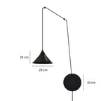 Hanglamp gepoedercoat staal Abramo, scandinavisch, mat zwart, verstelbare hoogte, wandmontage, 1 x E27