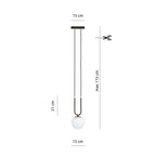 Hanglamp Glam gepoedercoat staal en glas, retro, zwart met witte glazen kap Ø 15 cm, woonkamer, eetkamer en hal