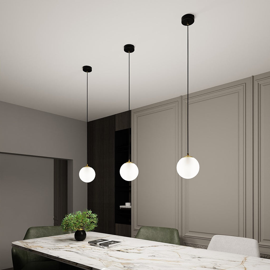 Hanglamp gepoedercoat staal en glas, retro, zwart met goud, witte kap Ø 14 cm, hoogteverstelbaar, E14