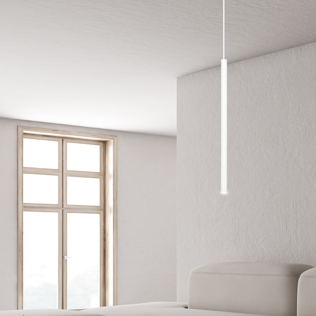 Hanglamp Selter gepoedercoat staal minimalistisch wit, hoogte verstelbaar, 1 x G9-fitting