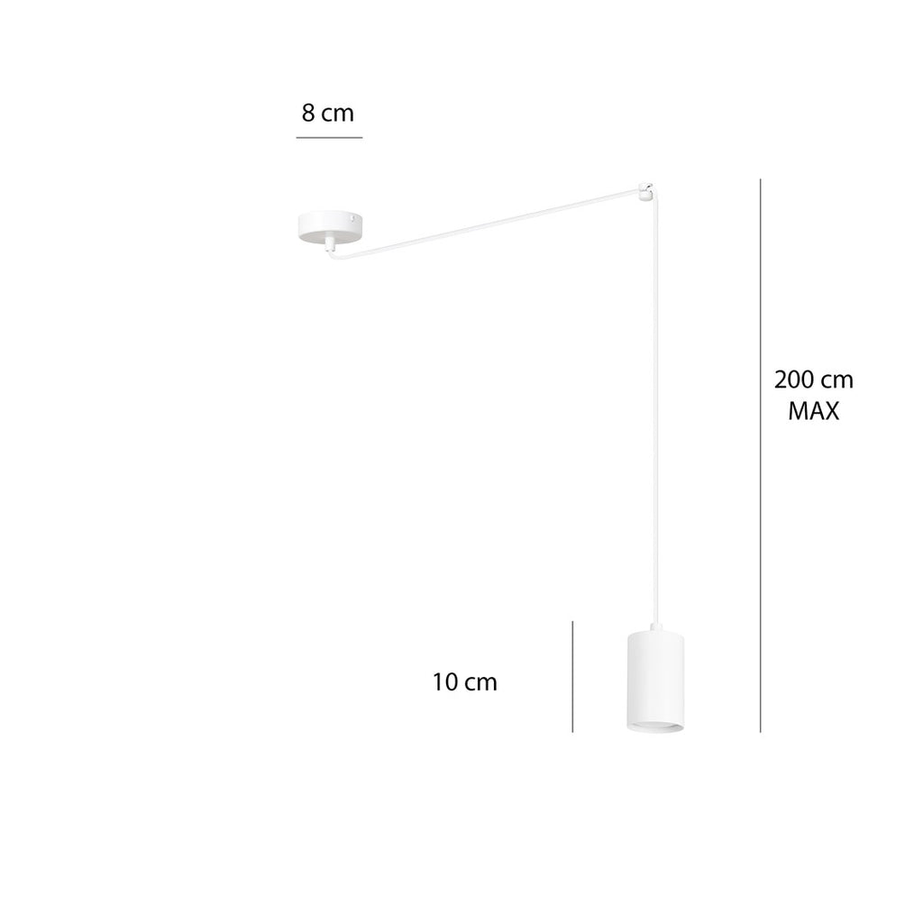 Hanglamp Traker gepoedercoat staal modern wit, 1 lichtpunt met GU10-fitting, verstelbare hoogte