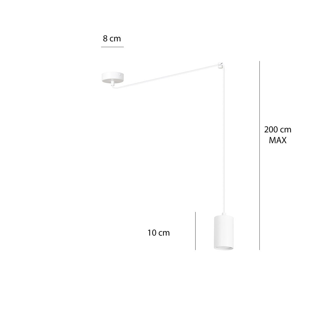Hanglamp Traker gepoedercoat staal modern wit, 1 lichtpunt met GU10-fitting, verstelbare hoogte