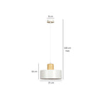 Hanglamp gepoedercoat staal en hout Torin, Scandinavisch, wit, Ø 25 cm, voor woonkamer, keuken of kantoor