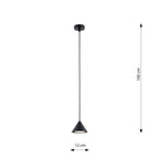 Hanglamp gepoedercoat staal Elit minimalistisch zwart, kegelvormige kap, verstelbare hoogte, 1 fitting