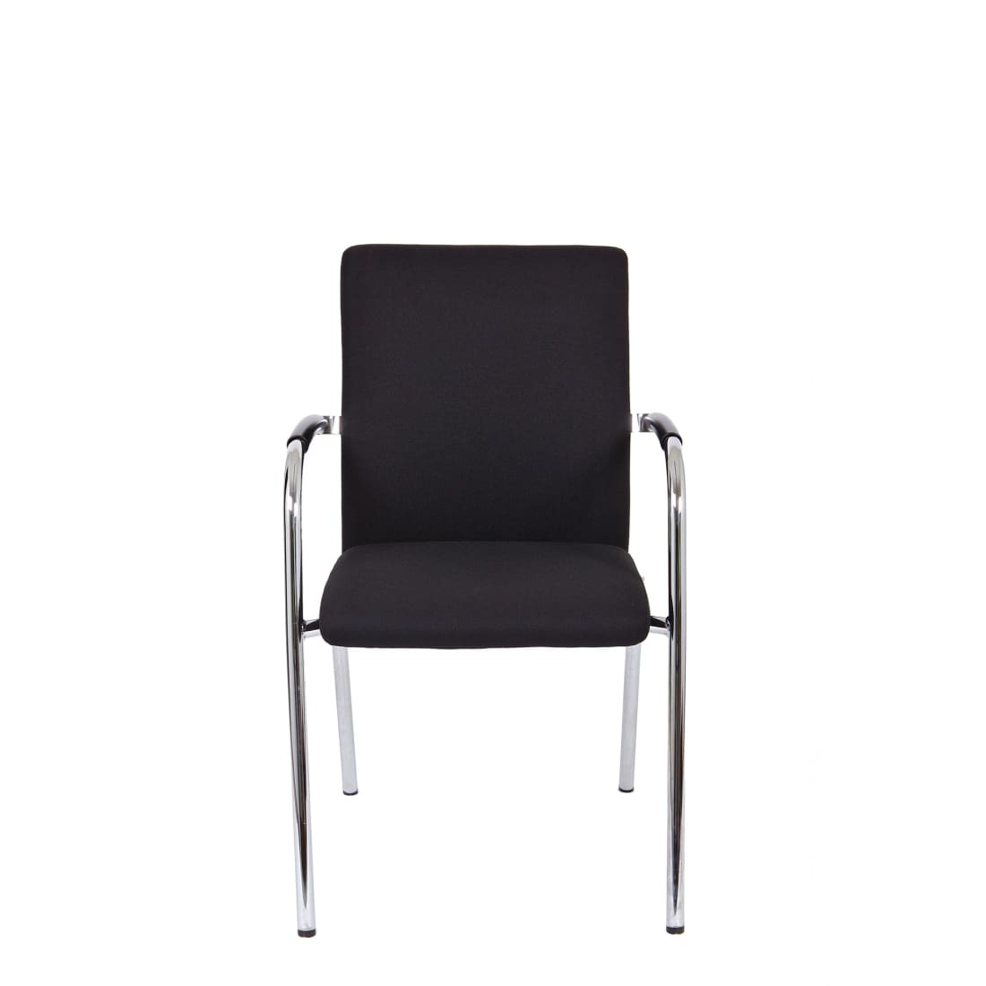 Vergaderstoel X1 vierpoot verchroomd frame, gestoffeerd zwart, stapelbaar, H 91 x B 56,5 x D 61,5 cm
