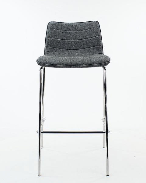 Barkruk wolvilt Verona middengrijs, chroom 4-poots onderstel, zithoogte 75 cm – H 104 x B 56 x D 46 cm