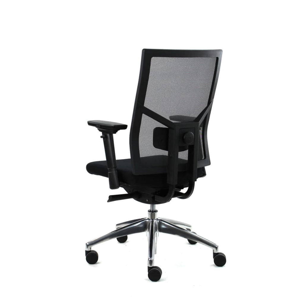 Bureaustoel ergonomisch mesh zwart, Regain-zitting, 4D-armleggers, lendensteun en synchroonmechaniek, Zuidas