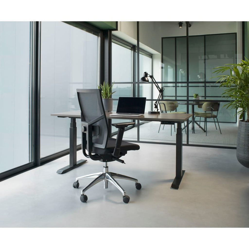 Bureaustoel ergonomisch mesh zwart, Regain-stoffering, 4D-armleggers en synchroonmechaniek