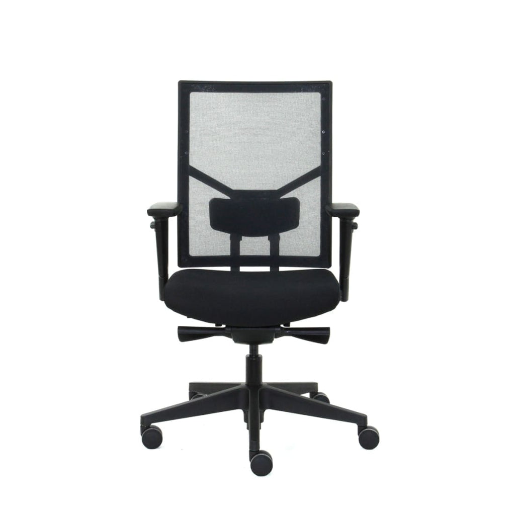 Bureaustoel ergonomisch mesh zwart, Regain-stoffering, 4D-armleggers en synchroonmechaniek