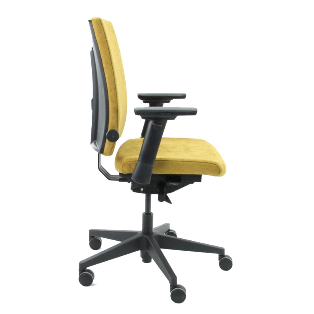 Bureaustoel ergonomisch Regain stof geel (ocre) Eva Comfort, 4D-armleggers en verstelbare lendensteun
