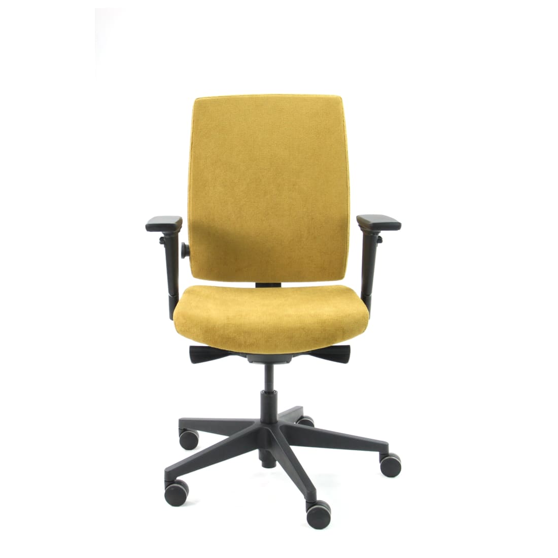 Bureaustoel ergonomisch Regain stof geel (ocre) Eva Comfort, 4D-armleggers en verstelbare lendensteun