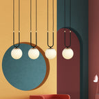 Hanglamp Glam gepoedercoat staal en glas, retro, zwart met witte glazen kappen, 4 fittingen E14, eetkamer en woonkamer