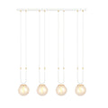 Hanglamp gepoedercoat staal en glas Glam, retro, wit met amber glazen kappen, 4 lichtpunten, E14, hoogte verstelbaar