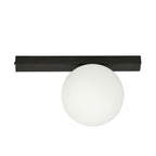 Plafondlamp staal en glas minimalistisch Fit, zwart met witte glazen kap, 30 x 17 cm, 1 x E14