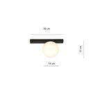 Plafondlamp staal en glas minimalistisch Fit, zwart met witte glazen kap, 30 x 17 cm, 1 x E14