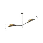 Plafondlamp gepoedercoat staal en stof, Vene 2, modern, zwart en goud, 2 fittingen E14, woonkamer en slaapkamer