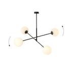 Hanglamp gepoedercoat staal en glas Linear zwart/opaal, 4 lichtpunten E14 – 102 x 51 cm, eettafel en kookeiland