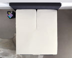 Splittopper hoeslaken katoen crème 160 x 210 cm, split 90 cm, hoekhoogte 15 cm voor boxspring