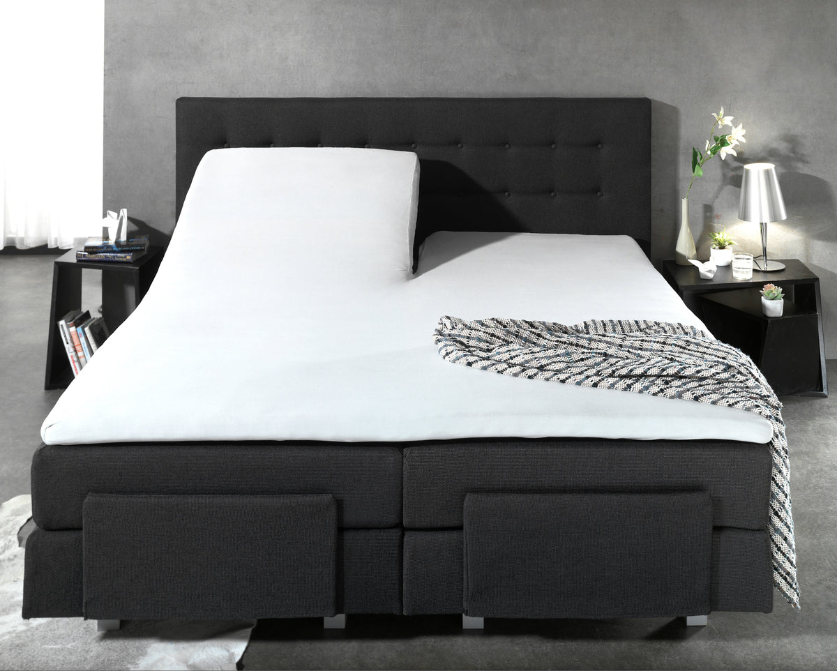 Splittopper hoeslaken percal katoen wit 160 x 220 cm, hoekhoogte 15 cm, voor boxspring of matras
