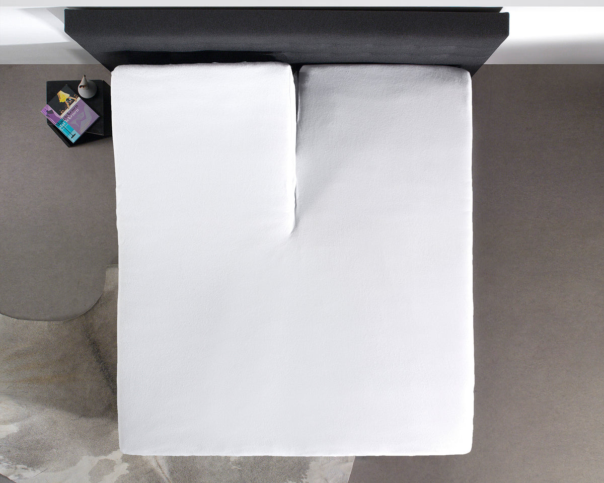 Splittopper hoeslaken percal katoen wit 160 x 220 cm, hoekhoogte 15 cm, voor boxspring of matras