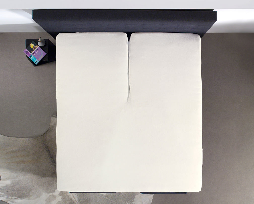 Hoeslaken split-topper katoen crème 180 x 220 cm, voor toppers tot 10 cm dik