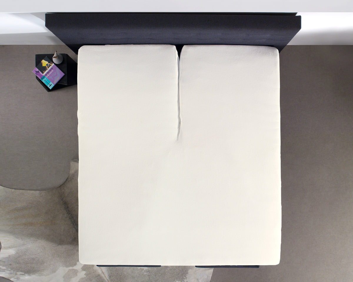 Hoeslaken split-topper katoen crème 180 x 220 cm, voor toppers tot 10 cm dik