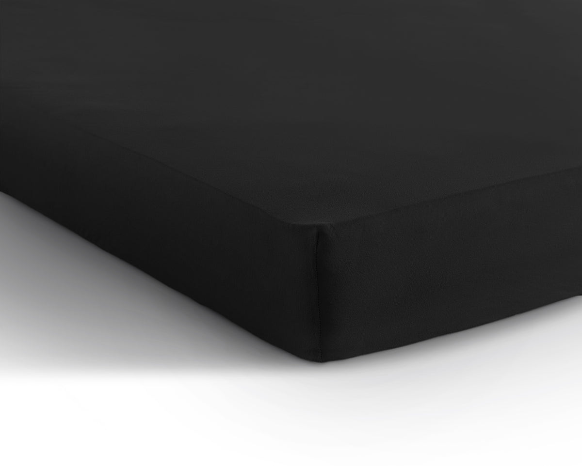 Hoeslaken jersey katoen zwart 190/200 x 200/220 cm, hoekhoogte 30 cm, voor matras en boxspring